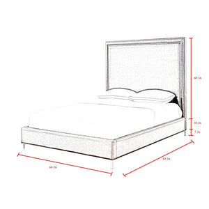 HomeRoots Black Solid Wood Queen Upholstered Bed with Nailhead Trim – Elegant Design for Timeless Comfort Blush, Velvet 544786