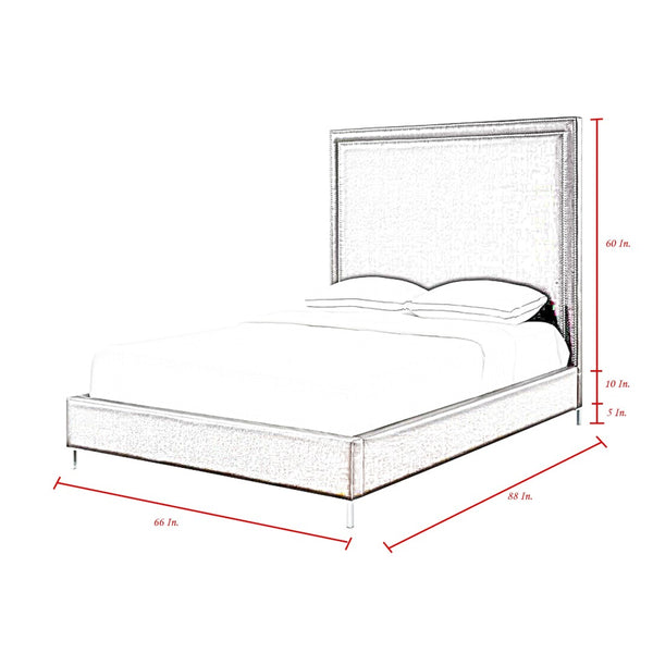 HomeRoots Black Solid Wood Queen Upholstered Bed with Nailhead Trim – Elegant Design for Timeless Comfort Blush, Velvet 544786