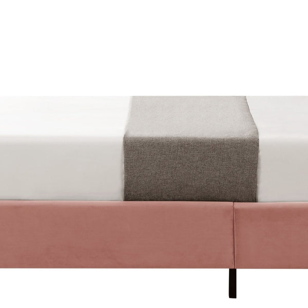 Homeroots Blush Solid Wood Twin Upholstered Velvet Bed With Nailhead Trim Blush,Velvet Velvet 544787