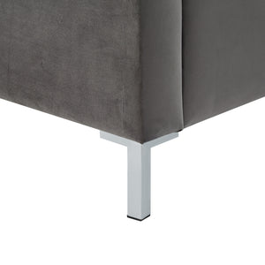 Homeroots Gray Solid Wood King Upholstered Velvet Bed With Nailhead Trim Grey,Velvet Velvet 544788