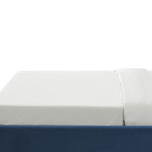 Homeroots Navy Blue Solid Wood King Upholstered Velvet Bed With Nailhead Trim Navy,Velvet Velvet 544791