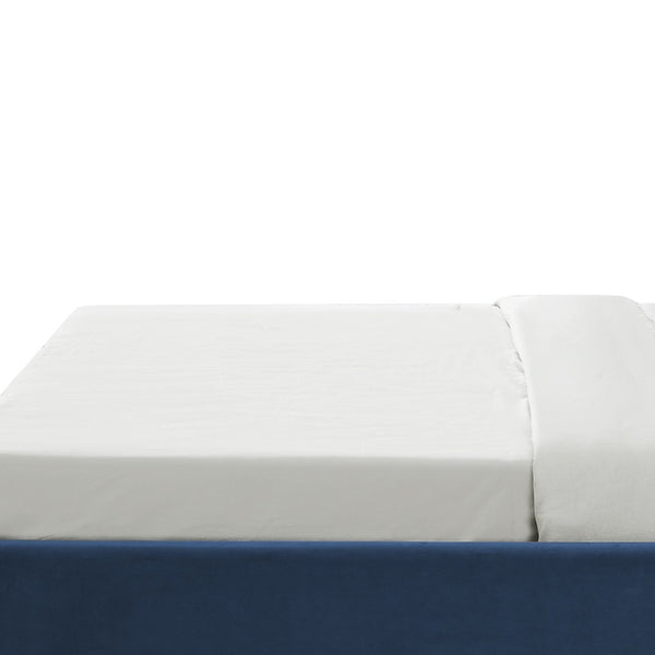 Homeroots Navy Blue Solid Wood King Upholstered Velvet Bed With Nailhead Trim Navy,Velvet Velvet 544791