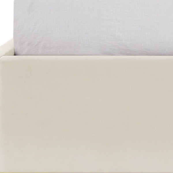 Homeroots Beige Solid Wood Queen Upholstered Velvet Bed Beige Velvet 544795