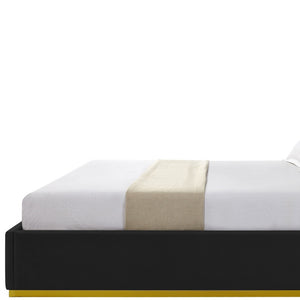 Homeroots Black Solid Wood King Upholstered Velvet Bed Black Velvet 544796