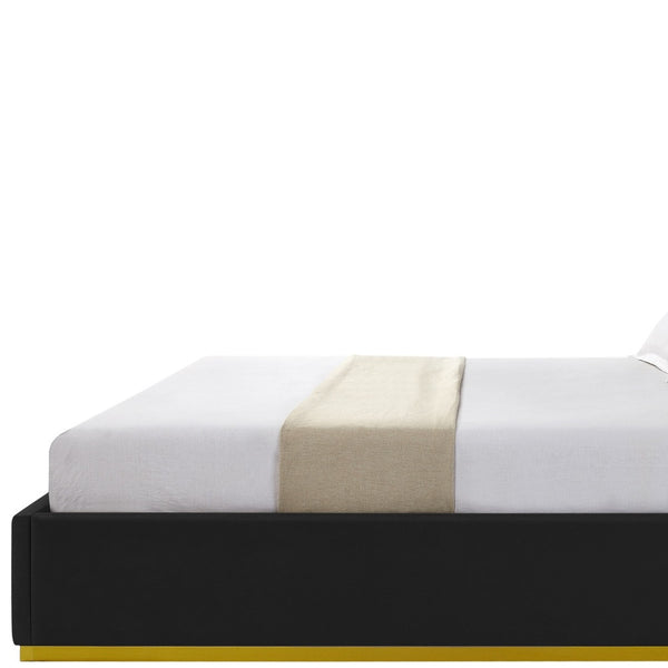 Homeroots Black Solid Wood King Upholstered Velvet Bed Black Velvet 544796