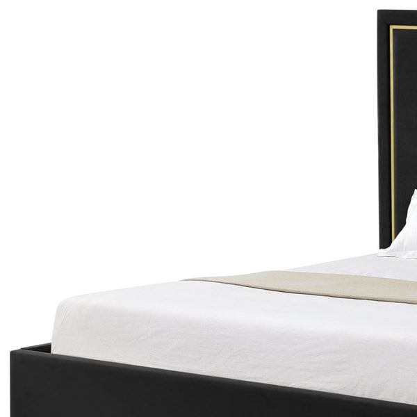 HomeRoots Black Velvet Upholstered Queen Bed Frame – Luxurious Comfort, Modern Design, Durable Wood Construction 544797