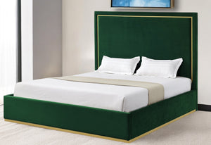 Homeroots Hunter Green Solid Wood King Upholstered Velvet Bed Hunter Green Velvet 544800