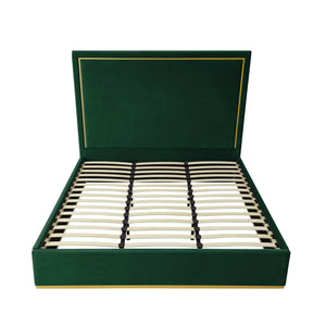 Homeroots Hunter Green Solid Wood King Upholstered Velvet Bed Hunter Green Velvet 544800