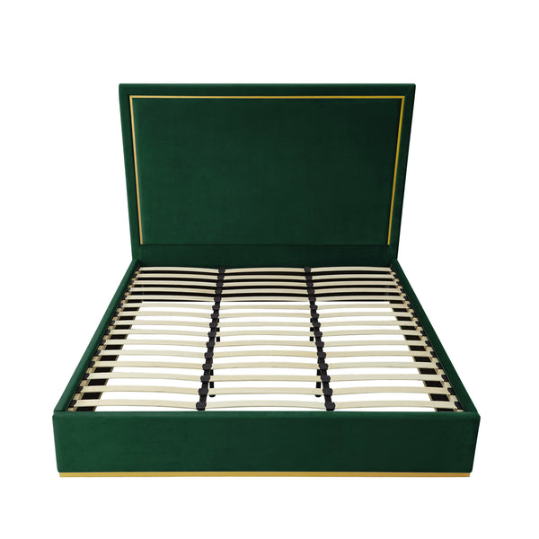 Homeroots Hunter Green Solid Wood King Upholstered Velvet Bed Hunter Green Velvet 544800