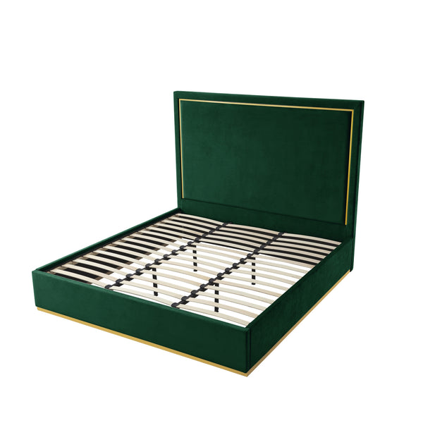 Homeroots Hunter Green Solid Wood King Upholstered Velvet Bed Hunter Green Velvet 544800