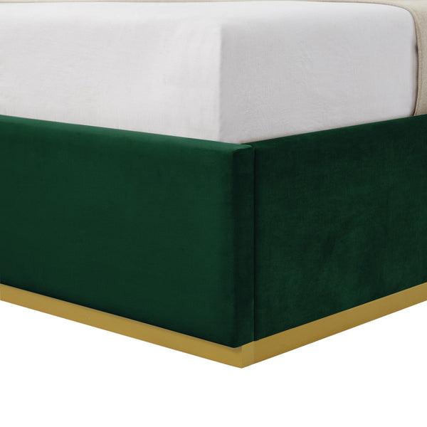 Homeroots Hunter Green Solid Wood King Upholstered Velvet Bed Hunter Green Velvet 544800
