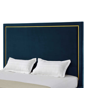Homeroots Navy Blue Solid Wood King Upholstered Velvet Bed Navy Velvet 544801