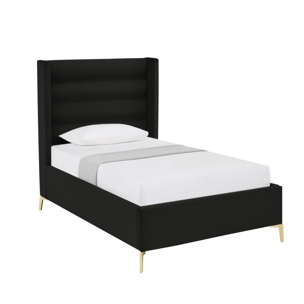 HomeRoots Black Tufted Velvet Upholstered Twin Bed Frame - Stylish, Durable, and Cozy Sleep Solution for All! 544802
