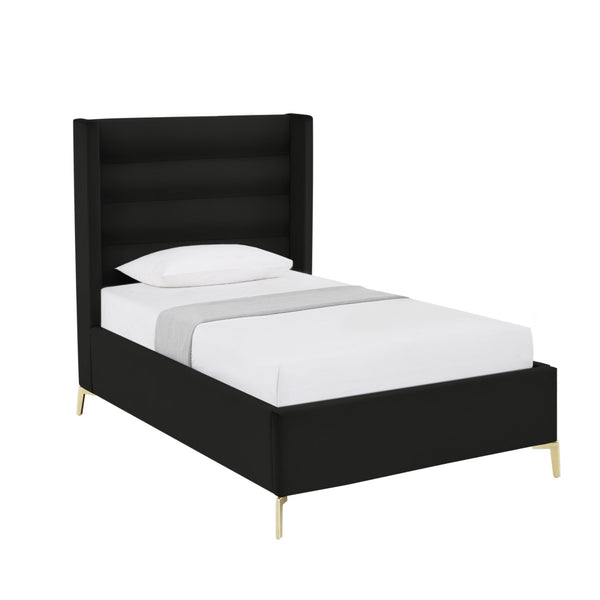 HomeRoots Black Tufted Velvet Upholstered Twin Bed Frame - Stylish, Durable, and Cozy Sleep Solution for All! 544802