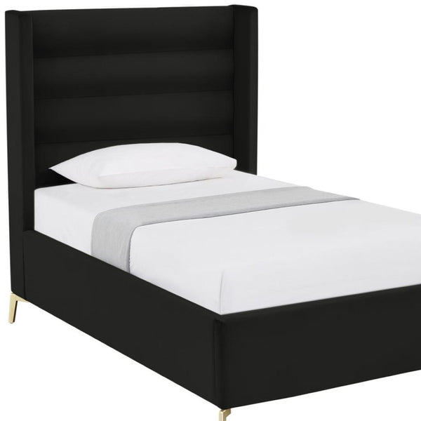 HomeRoots Black Tufted Velvet Upholstered Twin Bed Frame - Stylish, Durable, and Cozy Sleep Solution for All! 544802