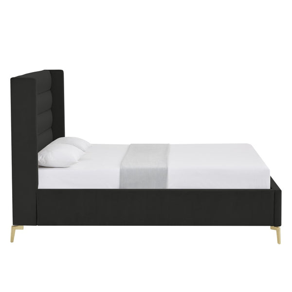 HomeRoots Black Tufted Velvet Upholstered Twin Bed Frame - Stylish, Durable, and Cozy Sleep Solution for All! 544802