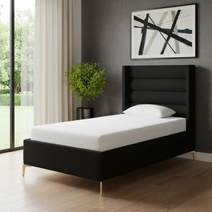 HomeRoots Black Tufted Velvet Upholstered Twin Bed Frame - Stylish, Durable, and Cozy Sleep Solution for All! 544802