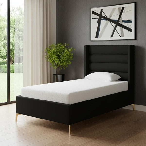 HomeRoots Black Tufted Velvet Upholstered Twin Bed Frame - Stylish, Durable, and Cozy Sleep Solution for All! 544802