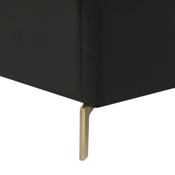 HomeRoots Black Velvet Upholstered Bed Frame - Luxurious Design with Sturdy Eucalyptus Wood for Ultimate Comfort King 544803