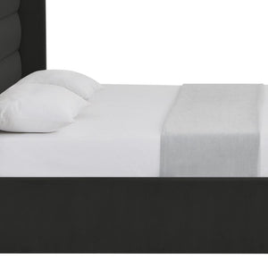 HomeRoots Black Velvet Upholstered Bed Frame - Luxurious Design with Sturdy Eucalyptus Wood for Ultimate Comfort Queen 544804