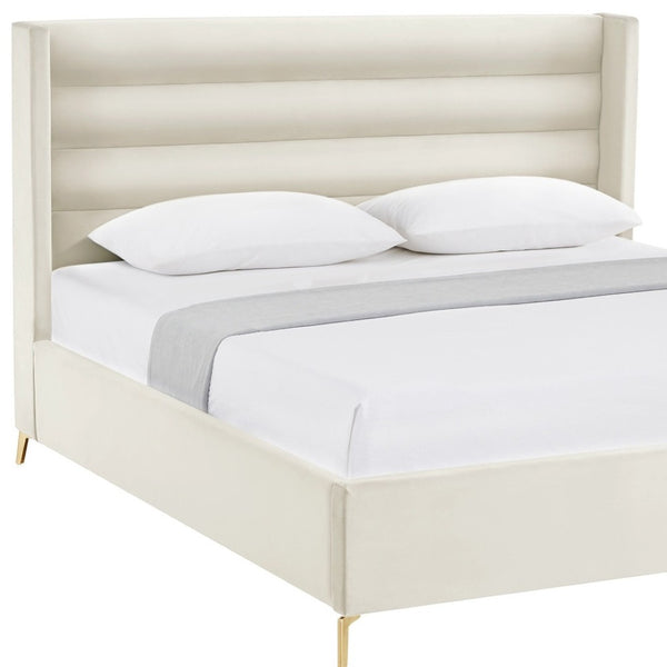 HomeRoots Black Velvet Upholstered Bed Frame - Luxurious Design with Sturdy Eucalyptus Wood for Ultimate Comfort Queen 544807