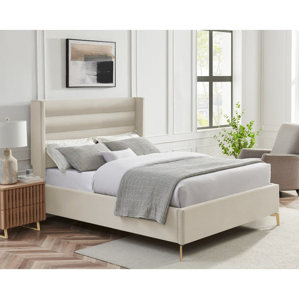 HomeRoots Black Velvet Upholstered Bed Frame - Luxurious Design with Sturdy Eucalyptus Wood for Ultimate Comfort Queen 544807