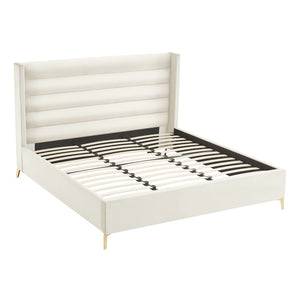 HomeRoots Black Velvet Upholstered Bed Frame - Luxurious Design with Sturdy Eucalyptus Wood for Ultimate Comfort Queen 544807