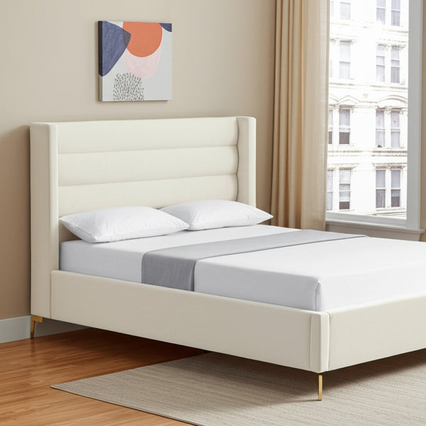 HomeRoots Black Velvet Upholstered Bed Frame - Luxurious Design with Sturdy Eucalyptus Wood for Ultimate Comfort Queen 544807