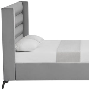 HomeRoots Black Velvet Upholstered Bed Frame - Luxurious Design with Sturdy Eucalyptus Wood for Ultimate Comfort King 544809
