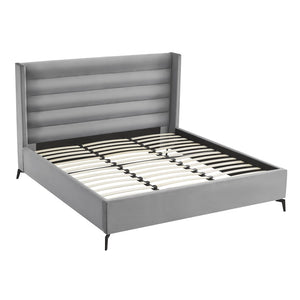 HomeRoots Black Velvet Upholstered Bed Frame - Luxurious Design with Sturdy Eucalyptus Wood for Ultimate Comfort King 544809