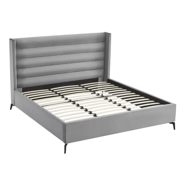 HomeRoots Black Velvet Upholstered Bed Frame - Luxurious Design with Sturdy Eucalyptus Wood for Ultimate Comfort King 544809