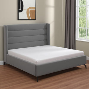 HomeRoots Black Velvet Upholstered Bed Frame - Luxurious Design with Sturdy Eucalyptus Wood for Ultimate Comfort King 544809