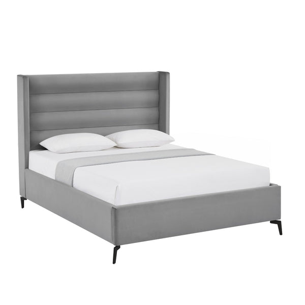 HomeRoots Black Velvet Upholstered Bed Frame - Luxurious Design with Sturdy Eucalyptus Wood for Ultimate Comfort Queen 544810