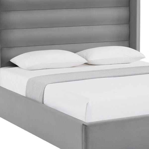 HomeRoots Black Velvet Upholstered Bed Frame - Luxurious Design with Sturdy Eucalyptus Wood for Ultimate Comfort Queen 544810