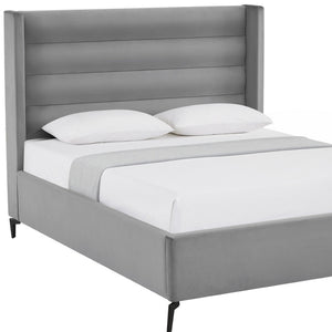 HomeRoots Black Velvet Upholstered Bed Frame - Luxurious Design with Sturdy Eucalyptus Wood for Ultimate Comfort Queen 544810