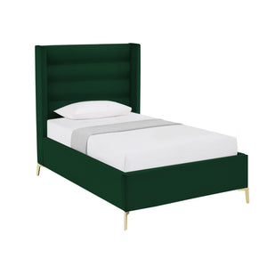 HomeRoots Black Velvet Upholstered Bed Frame - Luxurious Design with Sturdy Eucalyptus Wood for Ultimate Comfort Twin XL 544811