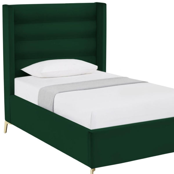 HomeRoots Black Velvet Upholstered Bed Frame - Luxurious Design with Sturdy Eucalyptus Wood for Ultimate Comfort Twin XL 544811