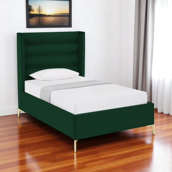 HomeRoots Black Velvet Upholstered Bed Frame - Luxurious Design with Sturdy Eucalyptus Wood for Ultimate Comfort Twin XL 544811