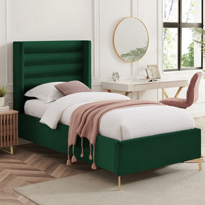 HomeRoots Black Velvet Upholstered Bed Frame - Luxurious Design with Sturdy Eucalyptus Wood for Ultimate Comfort Twin XL 544811