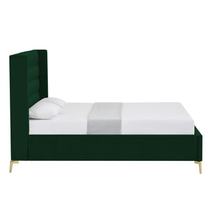 HomeRoots Black Velvet Upholstered Bed Frame - Luxurious Design with Sturdy Eucalyptus Wood for Ultimate Comfort Twin XL 544811