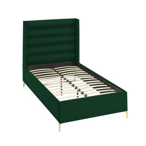 HomeRoots Black Velvet Upholstered Bed Frame - Luxurious Design with Sturdy Eucalyptus Wood for Ultimate Comfort Twin XL 544811