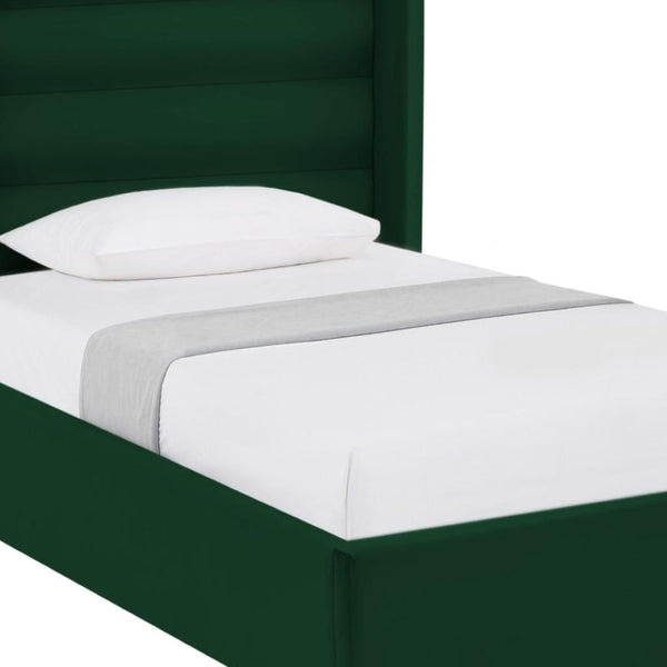 HomeRoots Black Velvet Upholstered Bed Frame - Luxurious Design with Sturdy Eucalyptus Wood for Ultimate Comfort Twin XL 544811