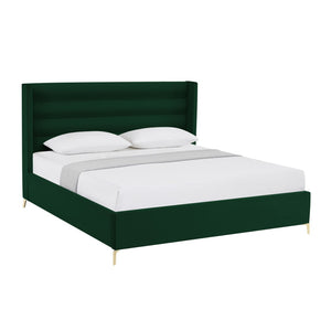 HomeRoots Black Velvet Upholstered Bed Frame - Luxurious Design with Sturdy Eucalyptus Wood for Ultimate Comfort King 544812