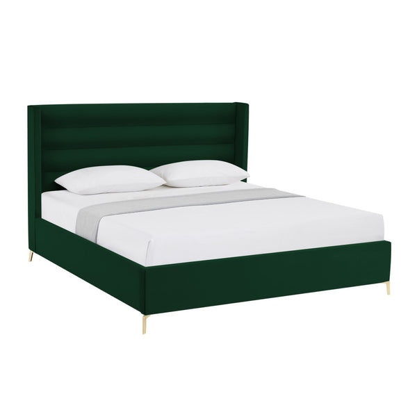 HomeRoots Black Velvet Upholstered Bed Frame - Luxurious Design with Sturdy Eucalyptus Wood for Ultimate Comfort King 544812