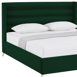 HomeRoots Black Velvet Upholstered Bed Frame - Luxurious Design with Sturdy Eucalyptus Wood for Ultimate Comfort King 544812