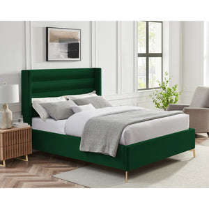 HomeRoots Black Velvet Upholstered Bed Frame - Luxurious Design with Sturdy Eucalyptus Wood for Ultimate Comfort King 544812