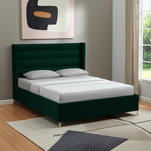 HomeRoots Black Velvet Upholstered Bed Frame - Luxurious Design with Sturdy Eucalyptus Wood for Ultimate Comfort Queen 544813