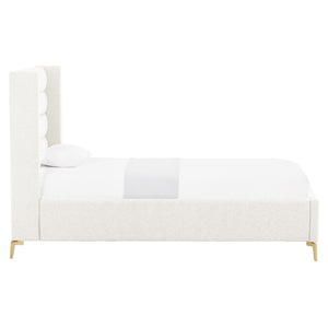 HomeRoots Beige Tufted Linen Upholstered Twin Bed Frame - Elegant Comfort, Durable Design, Stylish Retreat 544814
