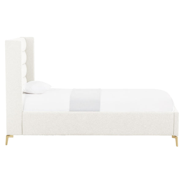 HomeRoots Beige Tufted Linen Upholstered Twin Bed Frame - Elegant Comfort, Durable Design, Stylish Retreat 544814