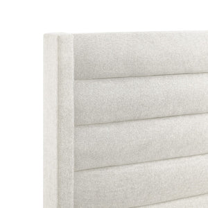 HomeRoots Beige Tufted Linen King Bed Frame - Elegant Upholstered Design with Sturdy Eucalyptus Wood Frame 544815